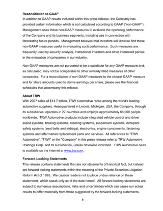 2008 Q3 TRW Auto Earnings Presentation 