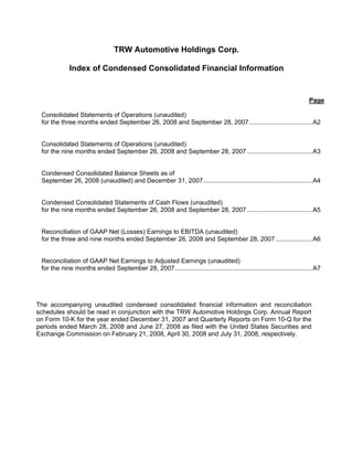2008 Q3 TRW Auto Earnings Presentation 