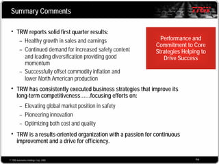 2008 Q1 TRW Auto Earnings Presentation