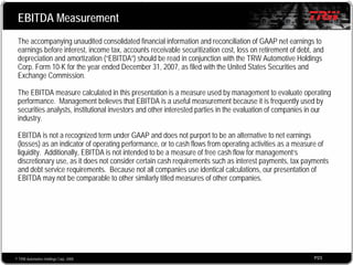 2008 Q1 TRW Auto Earnings Presentation