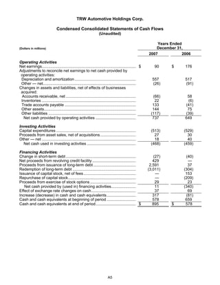 2007 Q4 TRW Auto Earnings Presentation 