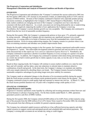 Progressive 1Q 04 QSR