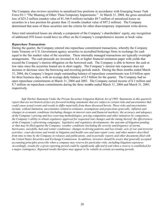 Progressive 1Q 04 QSR