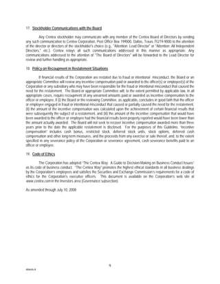 centex Guidelines_09/08