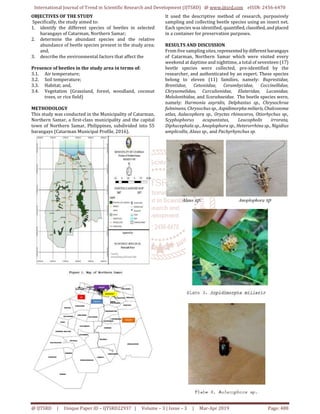 Western Samar Insect Beetles in Selected Barangays of Catarman, Northern Samar, Philippines ...