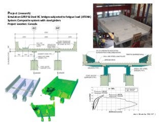 Amir Ghatefar PhD EIT |
Project (research)
Simulation GFRP & Steel RC bridges subjected to fatigue load (ATENA)
System: Composite system with steel girders
Project Location: Canada
 