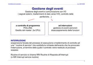 Architettura dei Calcolatori 10 Input Ouput