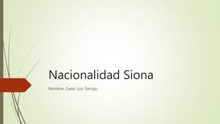 Nacionalidad Siona
Nombre: Cesar Luis Sarngo
 