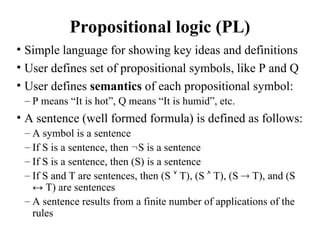 Propositional and first order logic - AI | PPT