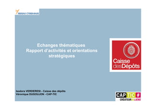 Rapport d'activité et orientations stratégiques - Atelier pratique (2008)