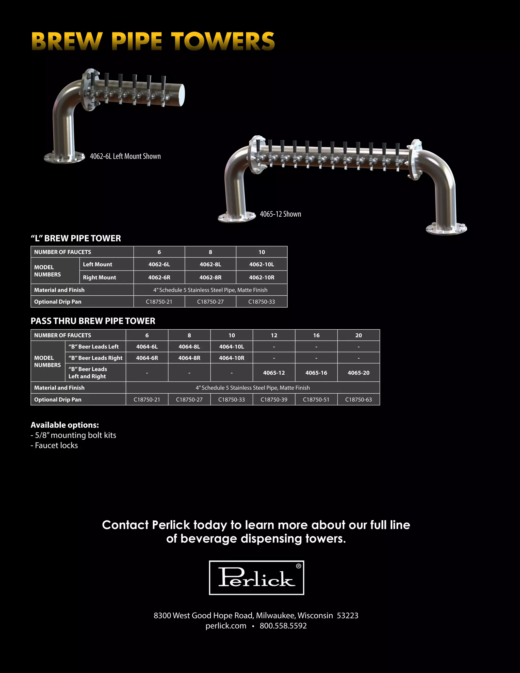 Homebrew Pipework Brew pipe towers spec sheet | PDF