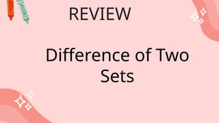 Difference of Two
Sets
REVIEW
 