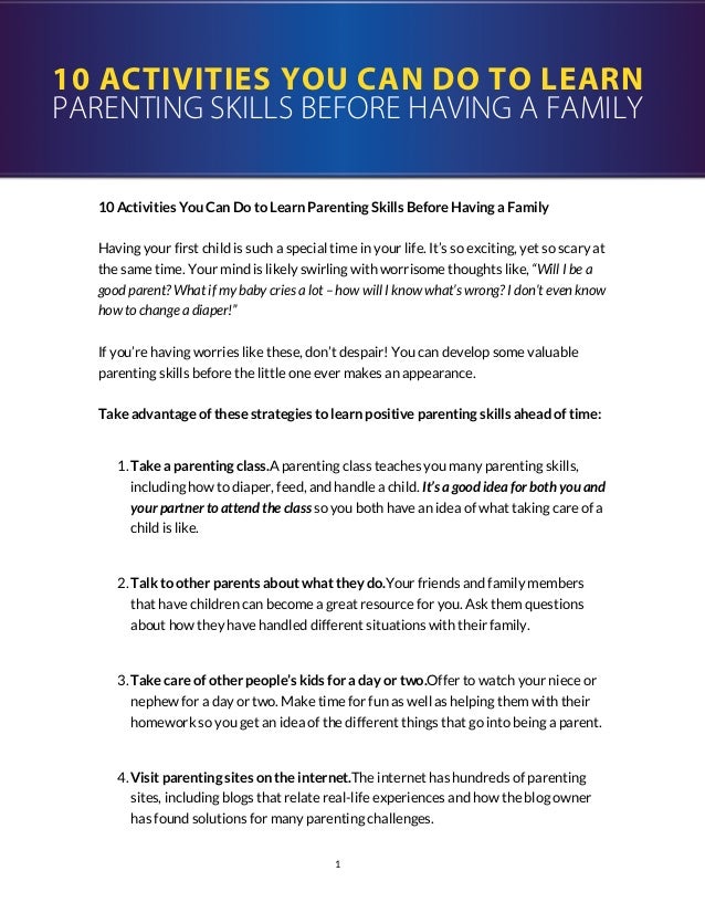 10 activities you can do to learn parenting skills before ...