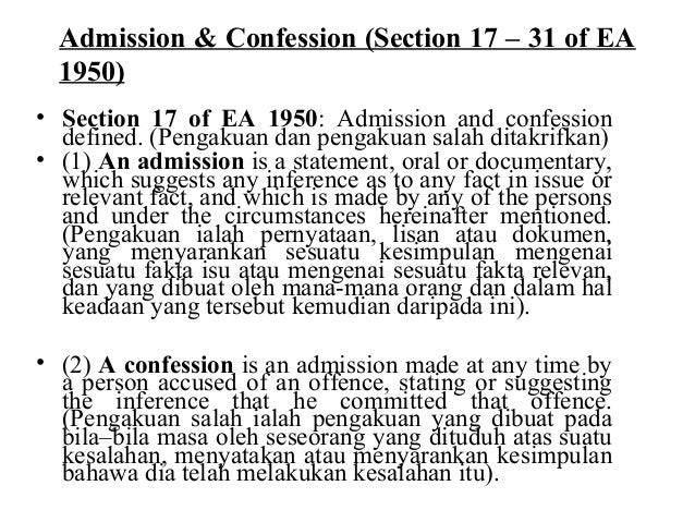 Evidence Admission Confession