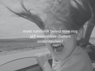 moet ruimtelijk beleid maw nog
zélf innovatieve clusters
ondersteunen?
 