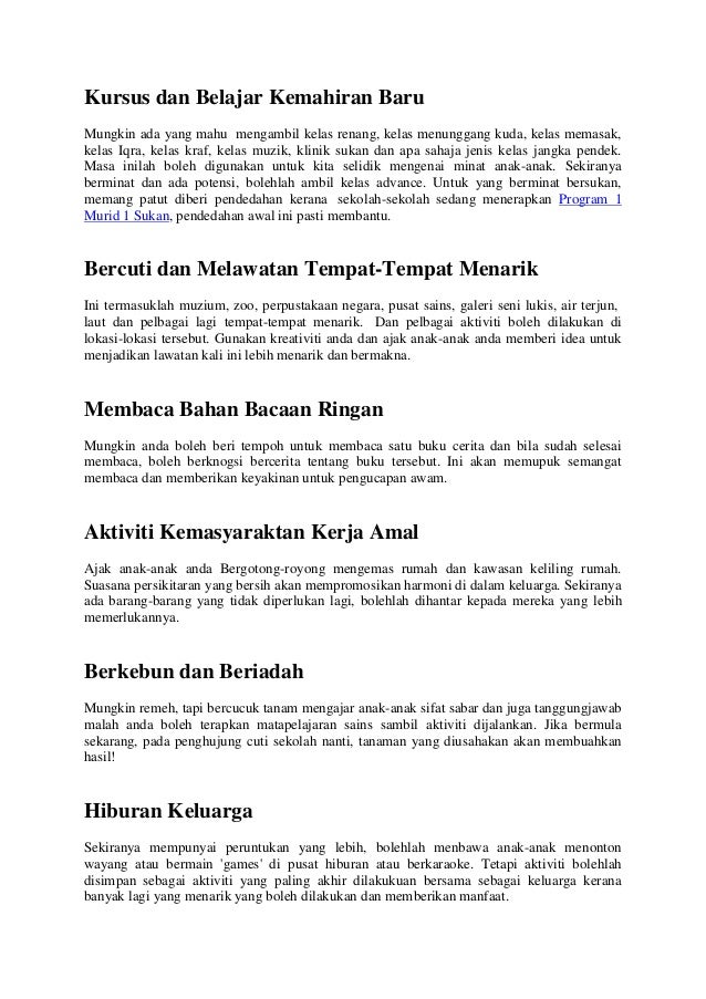 Aktiviti Semasa Cuti Sekolah Ulasan 1 Aktiviti Cuti Sekolah Docx Gambar Menunjukkan Aktiviti Aktiviti Semasa Cuti Sekolah Terdapat Pelbagai Aktiviti Yang Boleh Dilakukan Ketika Course Hero Jelaslah Bahawa Aktiviti Melancong