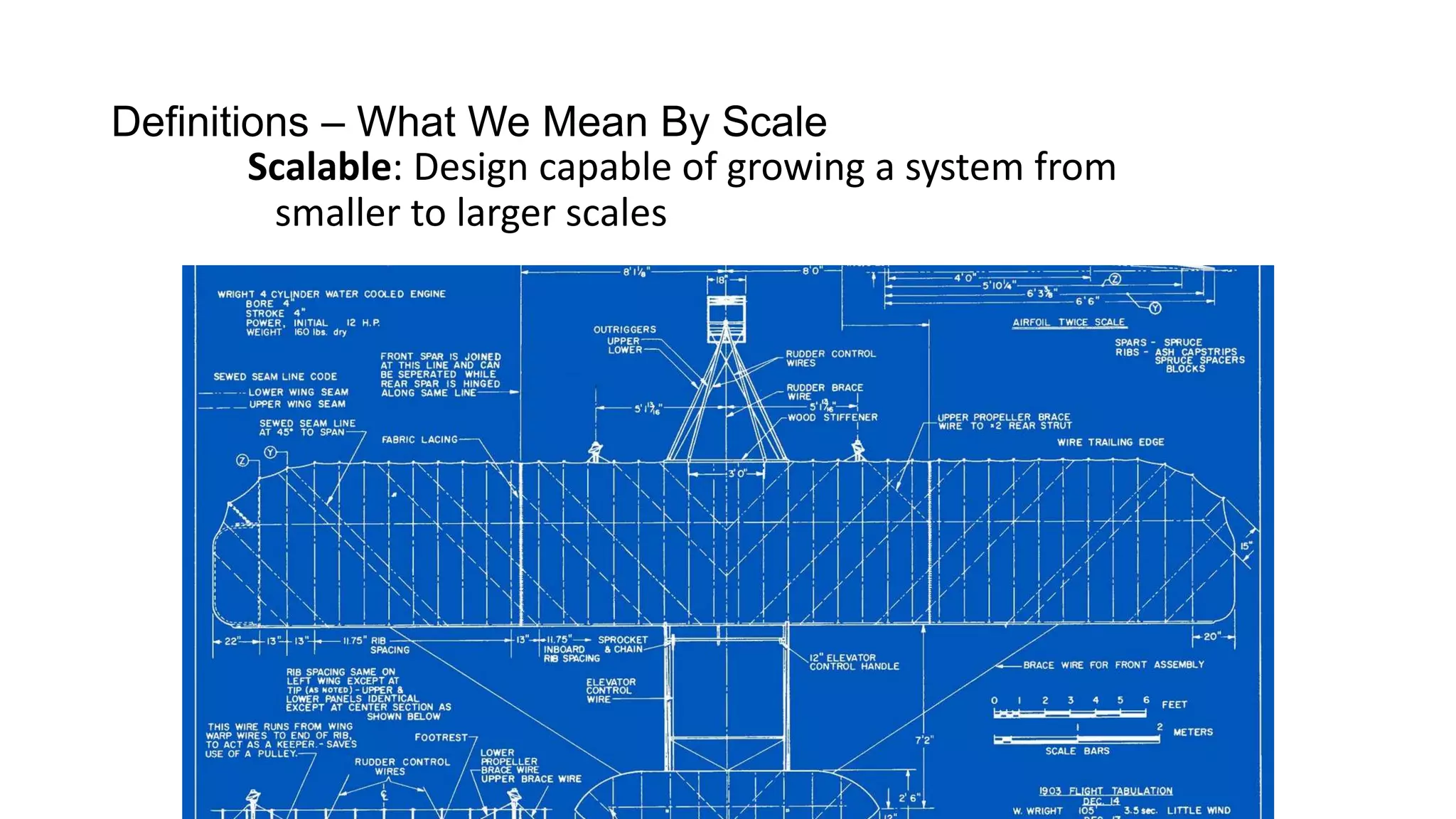 Definitions – What We Mean By Scale
Scalable: Design capable of growing a system from
smaller to larger scales

 