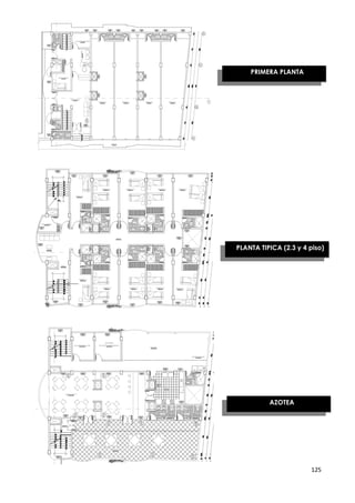 PRIMERA PLANTA




PLANTA TIPICA (2.3 y 4 piso)




          AZOTEA




                       125
 
