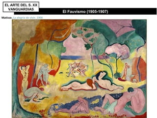 El Fauvismo (1905-1907)
EL ARTE DEL S. XX
VANGUARDIAS
Matisse. La alegría de vivir. 1906
 