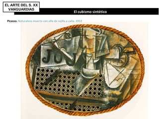 Picasso. Naturaleza muerta con silla de rejilla y caña. 1912
El cubismo sintético
EL ARTE DEL S. XX
VANGUARDIAS
 