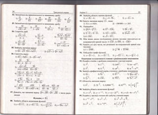 85. 3найд|ть значення вйразу:
т1 1[,$'!дтБ.
3найд|ть область визначення функш.1[:
у =9!1ц1 ; 2) у =!|-;.2; 3)у =
/# ,
).)
6)
' |/Б +т
_г.т-
1|я_/во
т{ь *цэ
'. 1й *{'1) _--] 3)
п1 _п
', "!
, -',!ь
-| ]- '- ,
!а _]Б
"|*
_ц
[} -э'
ц[1
1/х- + .т
4)
т/7,+ {/!
2)
88.
Ф у =1!8х _2х2
55
89. 3найд!ть обласдь знанень функш!!|:
1) /:{/]'-в; 2).у=9_|{*;
90.Фц|н!|ь значення вираз} {/},
"*щ",
) з2<х31024; 2) -100000<;г 7243.
::. _
3) у- {7.г_6.
п$6 аБ;
-в) т4/6 | {/3.
96.3ам!н|ть арифметиинв:й кор!нь степенем з дробовим показником:
!
1) 7з'
3
2)51;
:) {7;
-г;2)
"!э'
;
-!.! -5-
2) х18 .;с о;
1
3 2-5 1
-2
4)1у
з) {7;
ц !зь ;
4) 1';*о;о'о '
,.1
5) (аБ)5;
!
6) аБ5 ;
^г-';
5) 1/7-' ;
Ф'{й ;
1 (тп: п)25 ;
1
8) п2-Ё _'2'4 '.
ъ1Б+ь{ ;
, . 1-5
эт
[::}.,}
. ..[в |
| 2 2)
61 |
'.зут
|-- ;
)
 