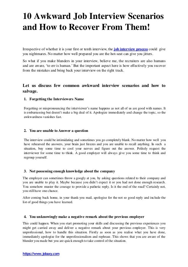 10 awkward job interview scenarios and how to recover from scenario job interview questions