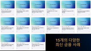 © 2025, Amazon Web Services, Inc. or its affiliates. All rights reserved.
15개의 다양한
최신 금융 사례
 