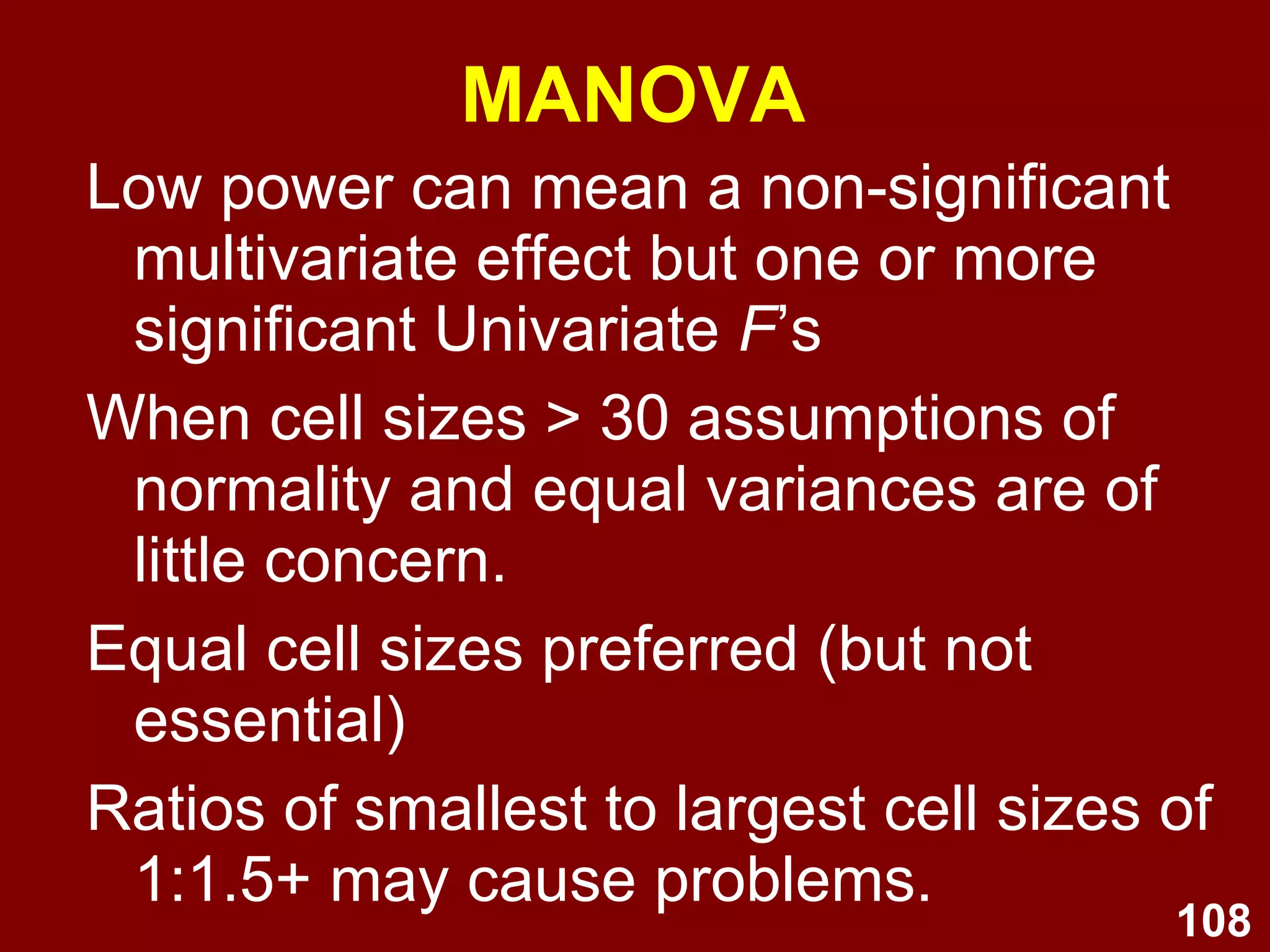 Tests of within-subject effects Conclude: Observed differences in means could have occurred by chance ( F  (2, 118) = 2.79,  p  = .06) if critical alpha = .05 