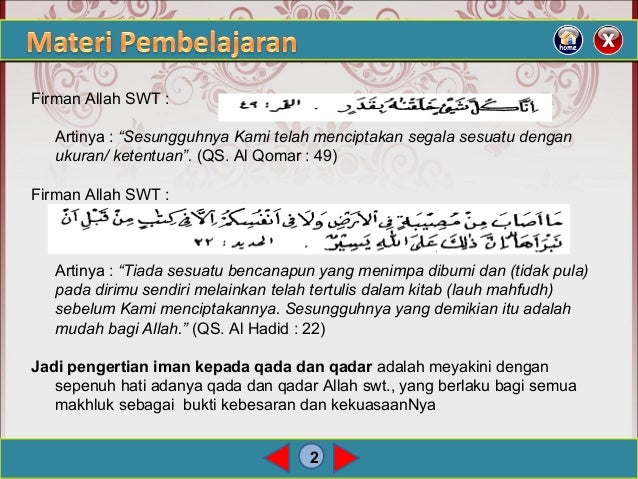 Pengertian Iman Kepada Qada Dan Qadar