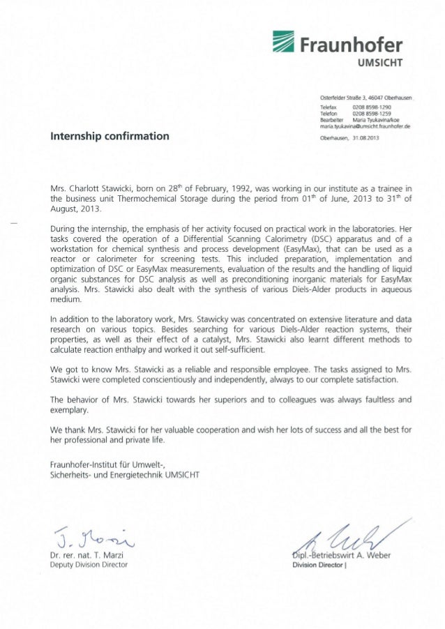 confirmation of internship letter