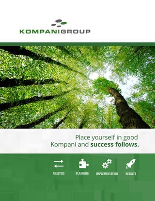 Place yourself in good
Kompani and success follows.
ANALYSIS PLANNING IMPLEMENTATION RESULTS
 