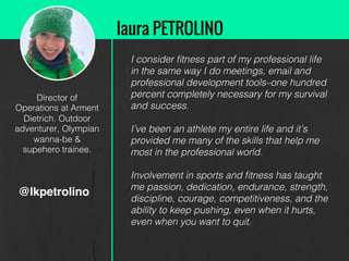 Director of
Operations at Arment
Dietrich. Outdoor
adventurer, Olympian
wanna-be &
supehero trainee.!
@lkpetrolino
!
I con...