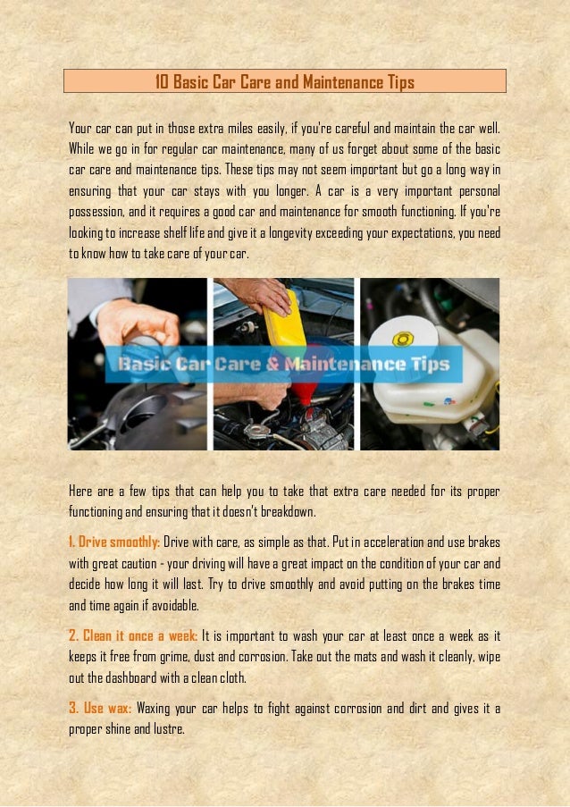 10 basic car care and maintenance tips