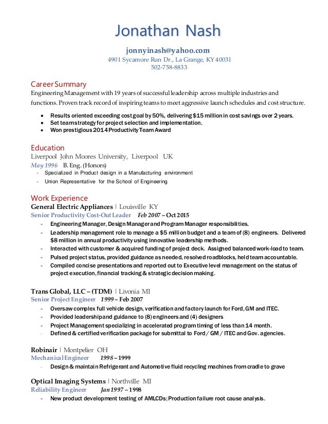 Resume Jonathan Nash Expertise