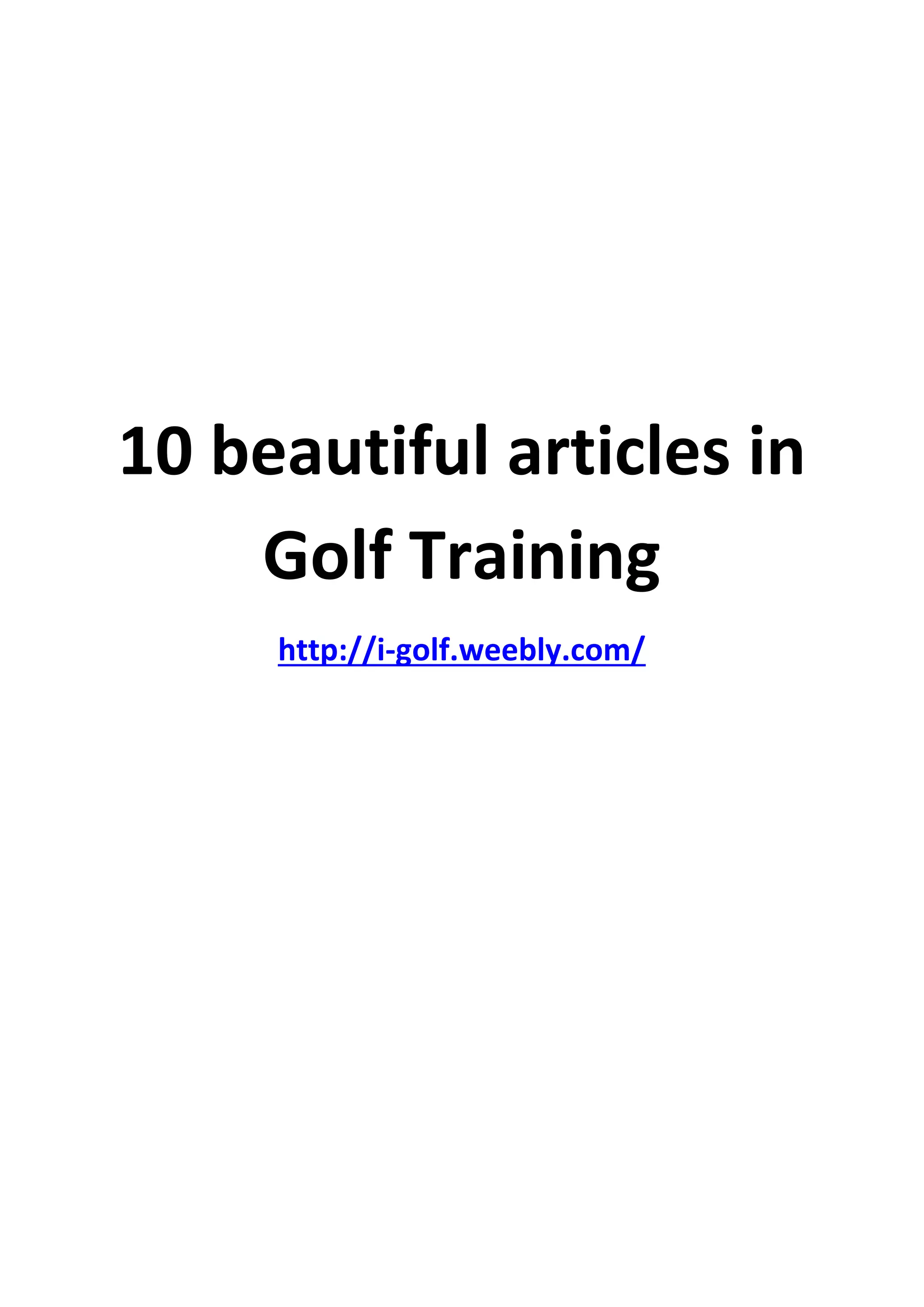10 beautiful articles in Golf Training PDF