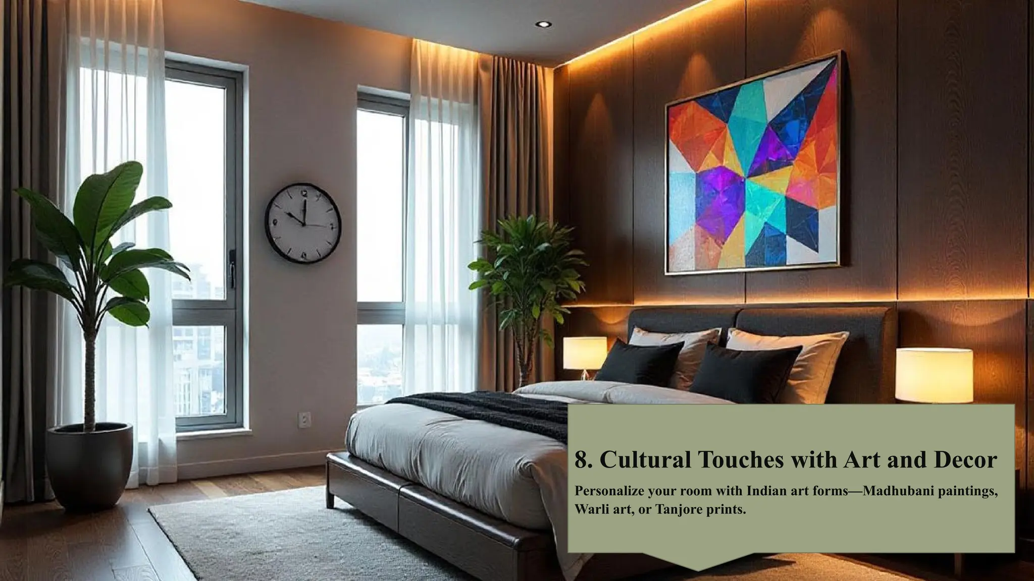 Sneak peek into our bedroom design project, where traditional Indian motifs  seamlessly blend with modern comfort. Soft sage green bedding, terracotta  accents, vintage flair, and natural textures come ..., image size:2048x1152