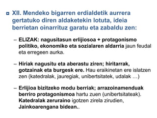 ◘ XII. Mendeko bigarren erdialdetik aurrera
gertatuko diren aldaketekin lotuta, ideia
berrietan oinarrituz garatu eta zabaldu zen:
– ELIZAK: nagusitasun erlijiosoa + protagonismo
politiko, ekonomiko eta sozialaren aldarria jaun feudal
eta erregeen aurka.
– Hiriak nagusitu eta aberastu ziren; hiritarrak,
gotzainak eta burgesk ere. Hau eraikinetan ere islatzen
zen (katedralak, jauregiak, unibertsitatek, udalak …)
– Erlijioa bizitzeko modu berriak; arrazoinamenduak
berriro protagonismoa hartu zuen (unibertsitateak).
Katedralak zeruraino igotzen zirela zirudien,
Jainkoarengana bidean..

 