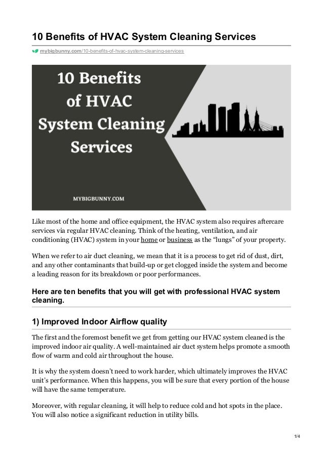 10 benefits of hvac system cleaning services