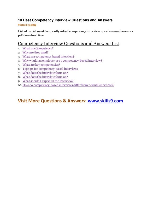 10 best competency interview questions and answers