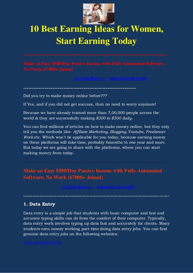 10 Best Earning Ideas For Women - 