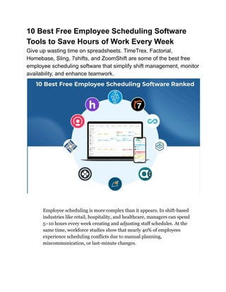 Working Hours Software 10 Best Free Employee Scheduling Software Tools to Save Hours of Work ...
