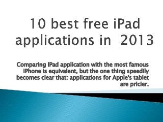 Comparing iPad application with the most famous
iPhone is equivalent, but the one thing speedily
becomes clear that: applications for Apple's tablet
are pricier.

 