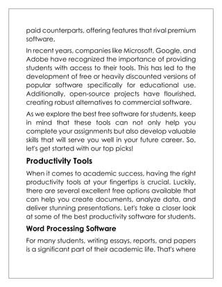10 Best Free Softwares for Students to Enhance Their Skills | PDF