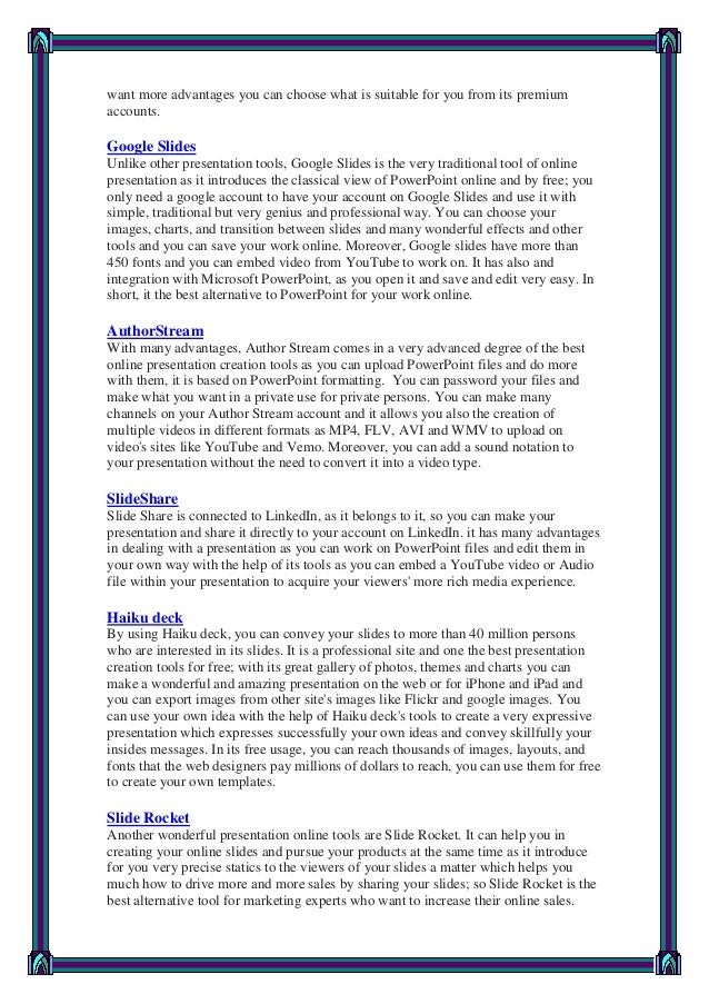 Online presentation tools