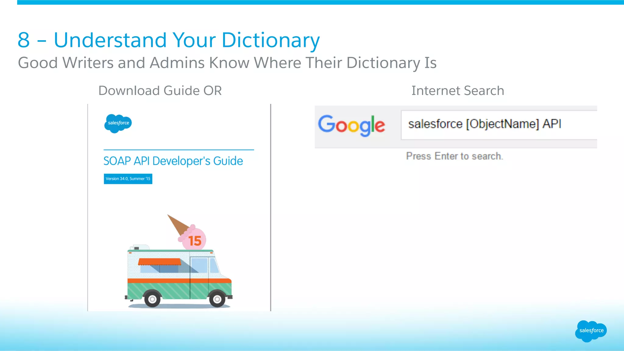 ​ Download Guide OR ​ Internet Search
8 – Understand Your Dictionary
​ Good Writers and Admins Know Where Their Dictionary Is
 