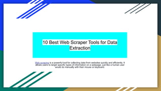 10 Best Web Scraper Tools for Data Extraction.pdf | Browsers | Computer ...