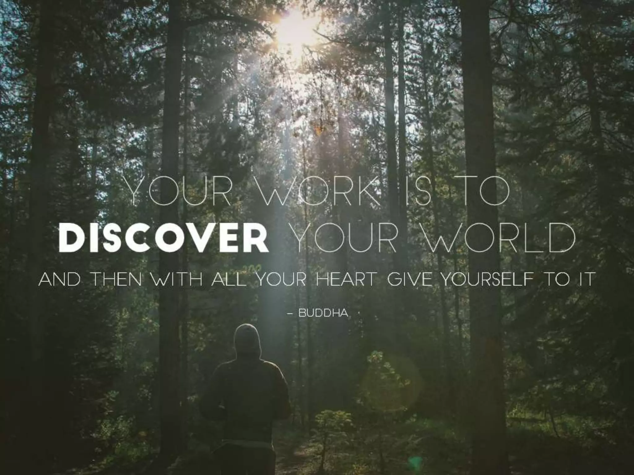 YOU WORK IS TO DISCOVER YOUR
WORLD AND THEN WITH ALL YOUR
HEART GIVE YOURSELF TO IT - BUDDHA
 