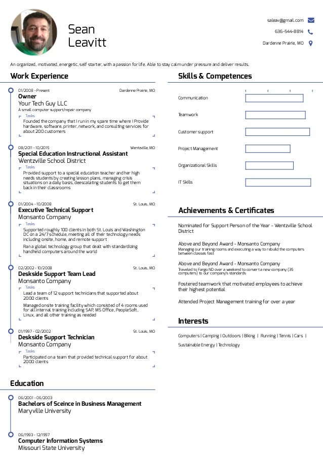 Sean Leavitt S Resume