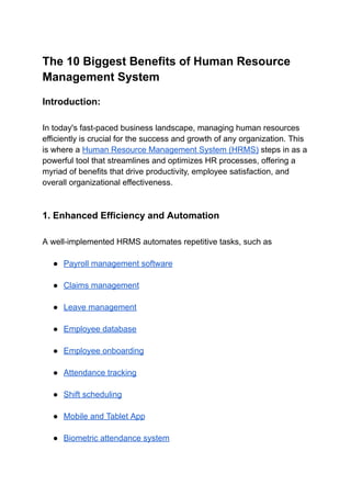 10 Biggest Benefits of Human Resource Management System.pdf | Human ...