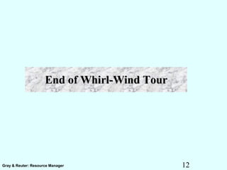 12Gray & Reuter: Resource Manager
End of Whirl-Wind TourEnd of Whirl-Wind Tour
 